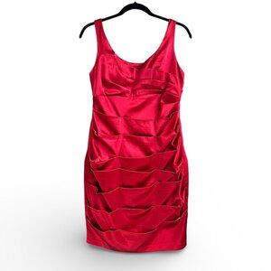 Bisou Bisou Red Satin Ruched Dress